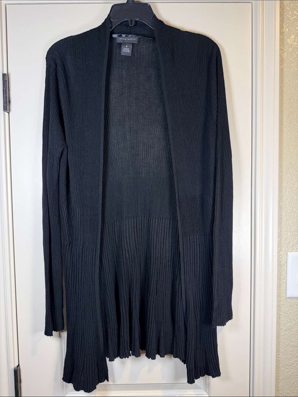 Investments - Black Long Sleeve Lightweight Open Front Cardigan - Size M